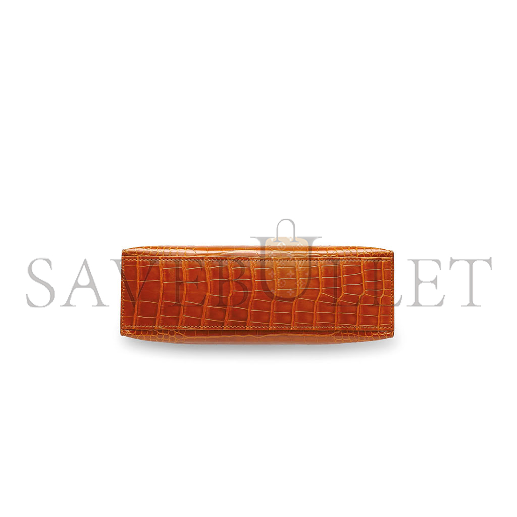 HERMÈS MASTER PAIN DÉPICE ALLIGATOR KELLY POCHETTE WITH PERMABRASS HARDWARE (22*14*7cm) 